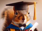 bing's dall-e generated image of a fox squirrel getting a phd