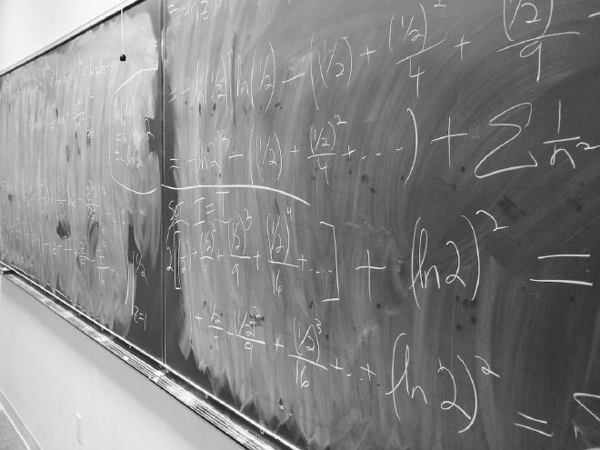 my photo of the blackboard after working out Euler's solution to the Basel Problem